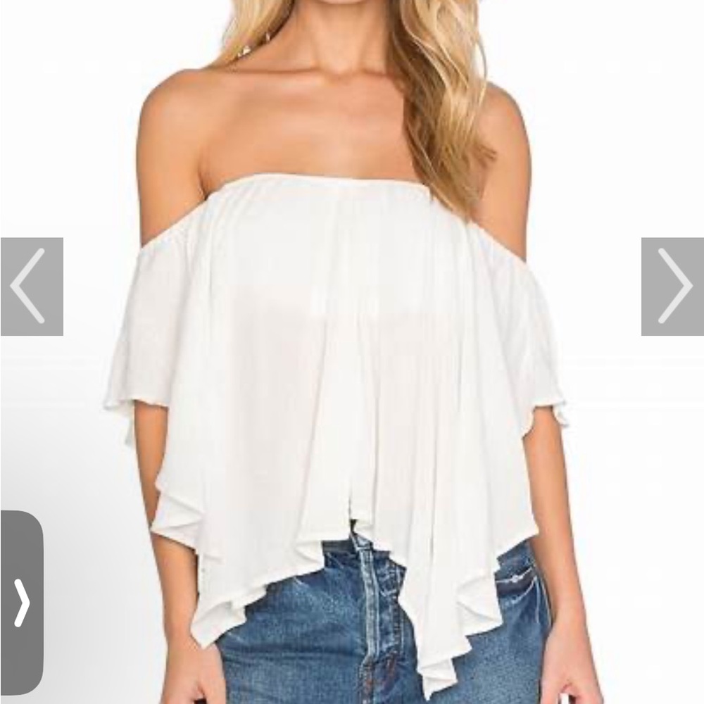 Free People White merpati Asymmetrical Flutter Sleeve Blouse
